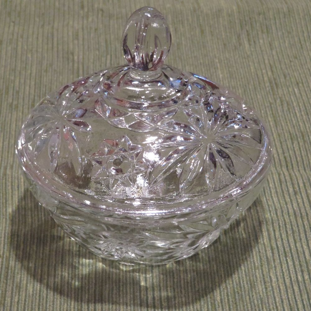 Vintage Pressed Glass Candy Dish with Lid